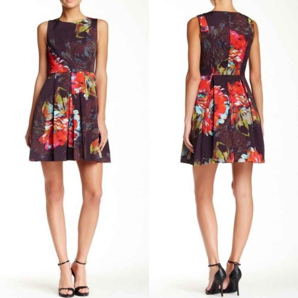 *final* TRINA TURK 'Hanna' Fit-n-Flare Floral Cocktail Prom Derby Dress LIKE NEW